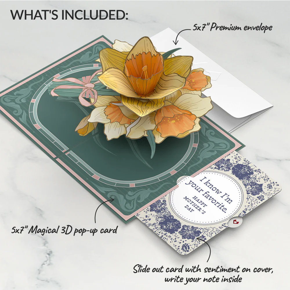 Daffodils in Bloom Mother’s Day Pop-Up Card and Indigo Floral Sentiment Set for Mom - Image 2
