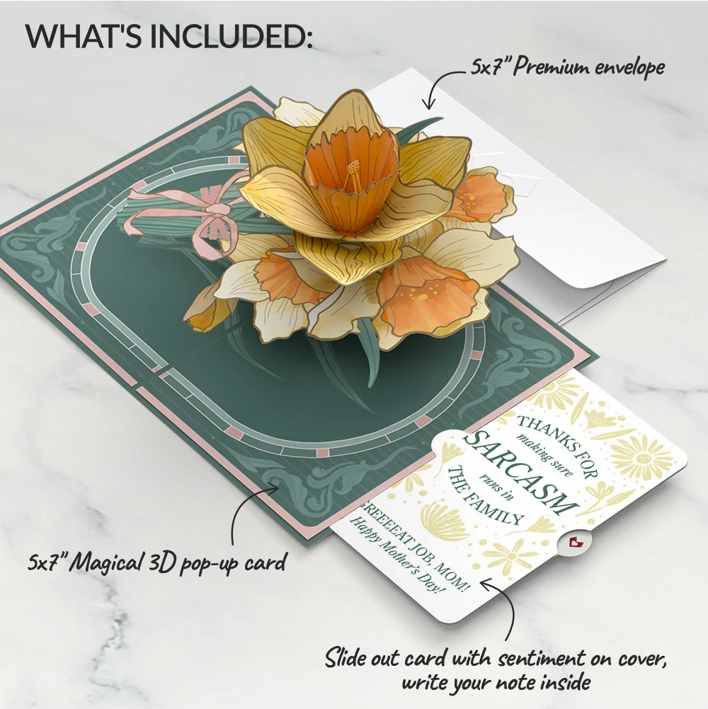Daffodils in Bloom Mother’s Day Pop-Up Card and Sunny Sarcasm Garden Sentiment Set for Mom - Image 2