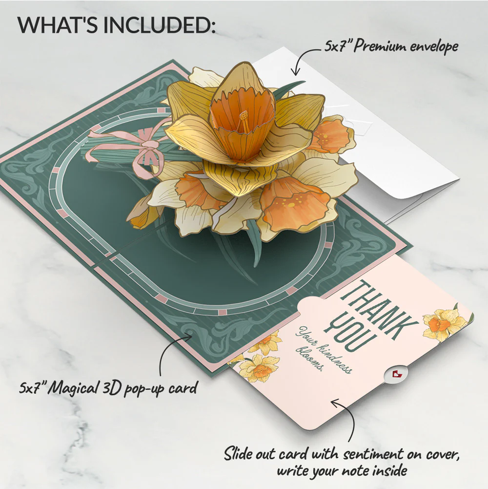 Daffodils in Bloom Thank You Pop-Up Card and Sentiment Set - Image 2