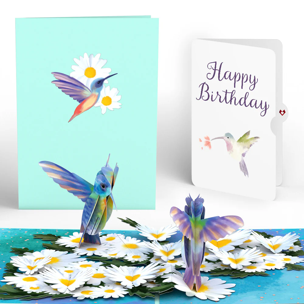 Daisy Patch Hummingbirds Birthday Pop-Up Card and Hummingbird Kisses Sentiment Set