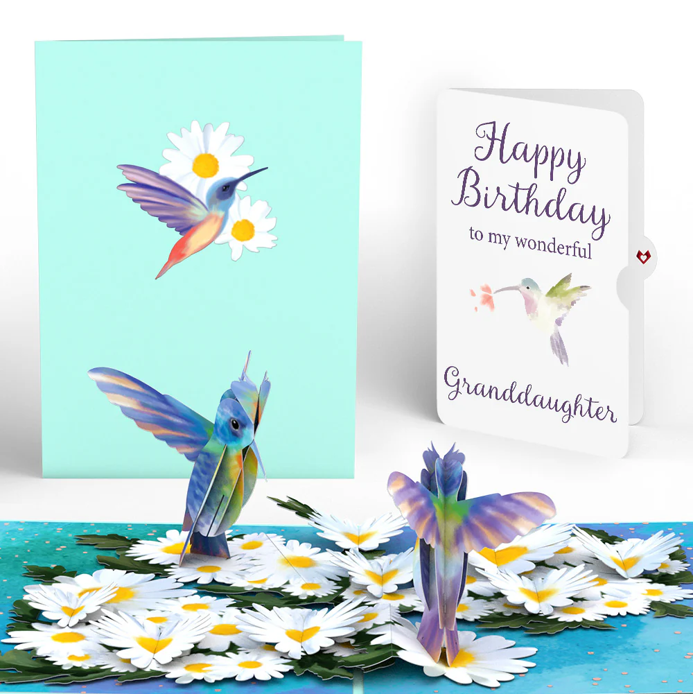 Daisy Patch Hummingbirds Birthday Pop-Up Card and Sentiment Set for Granddaughter