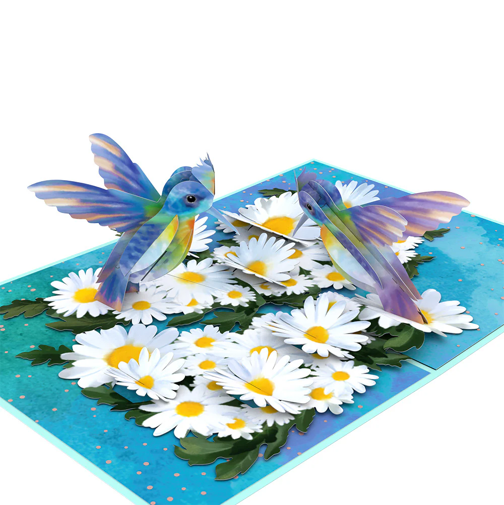 Daisy Patch Hummingbirds Birthday Pop-Up Card and Sentiment Set for Wife - Image 3
