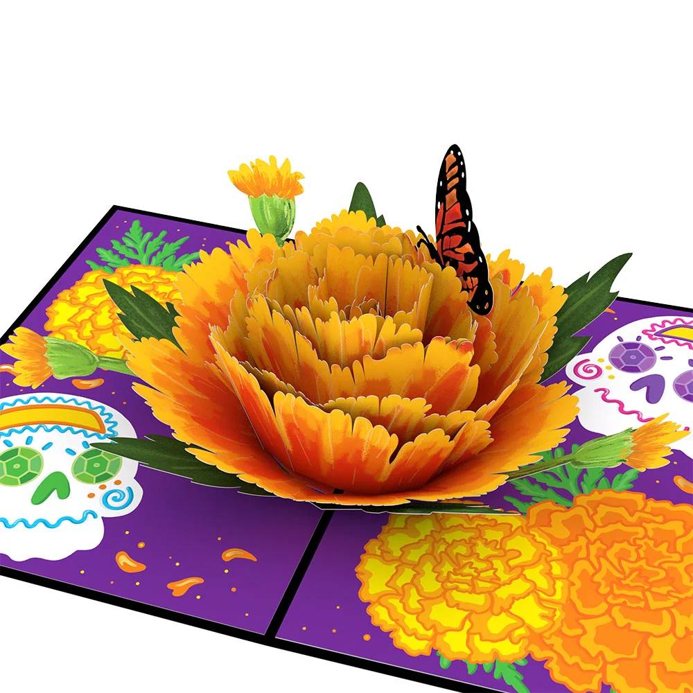 Día de los Muertos Marigold Pop-Up Card - Image 2