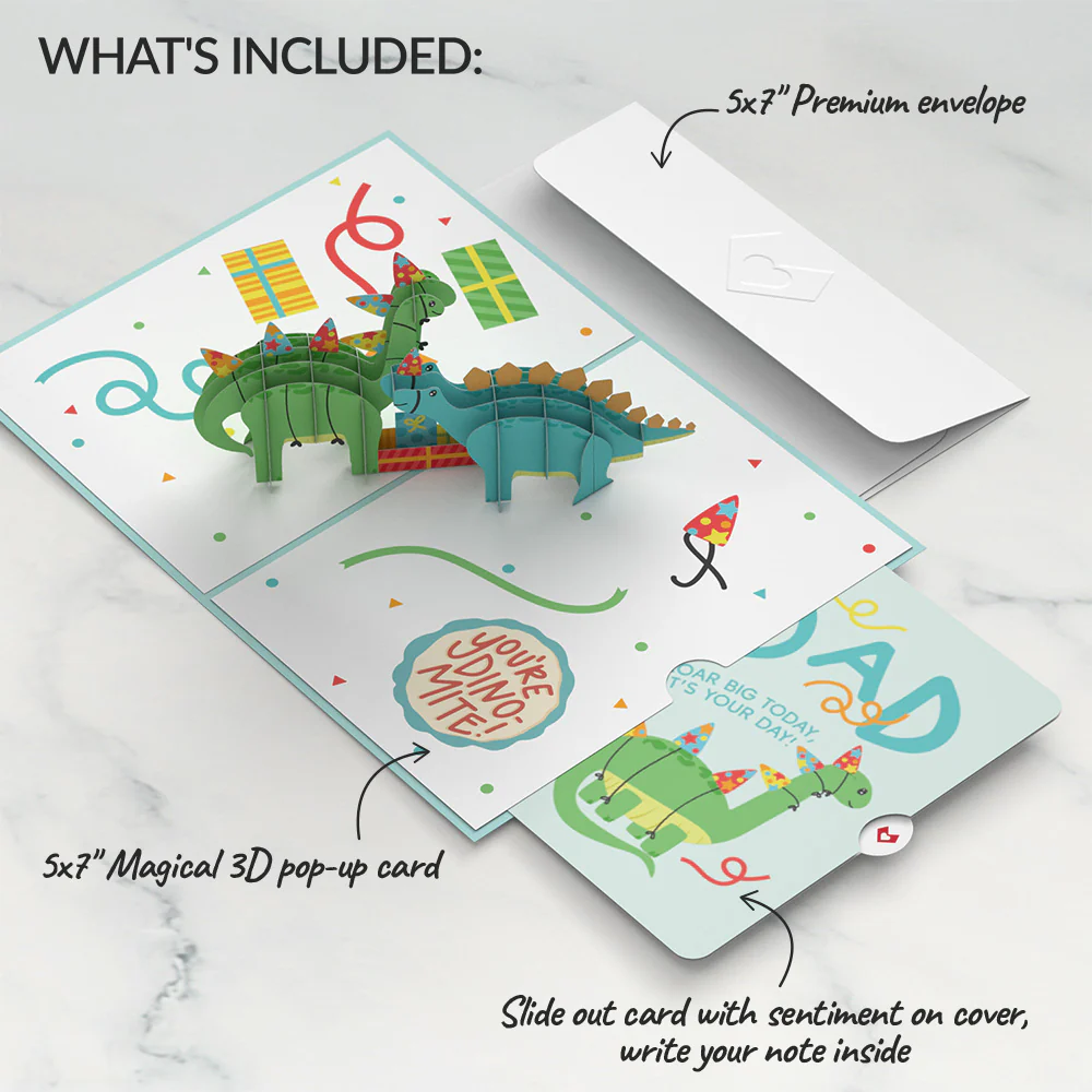 Dinosaurs Birthday Pop-Up Card and Sentiment Set for Dad - Image 2