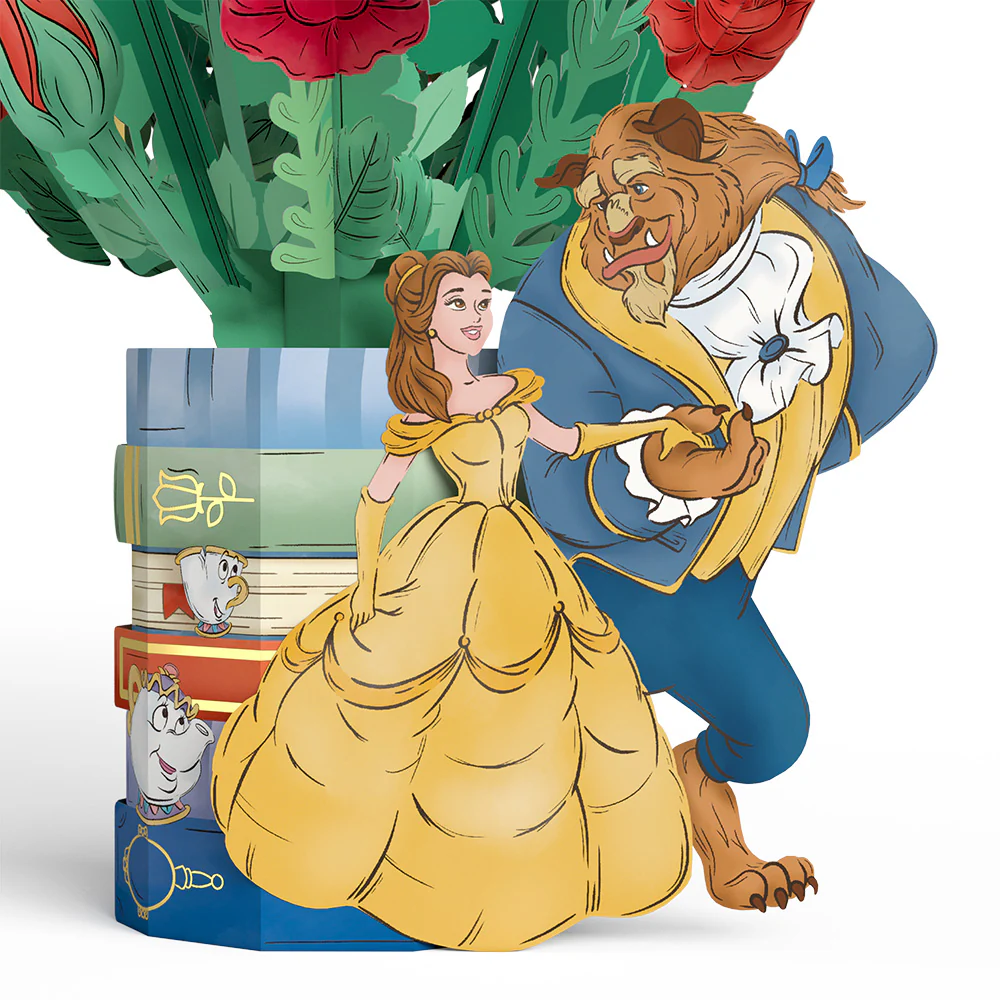Disney’s Beauty and the Beast Pop-Up Card & Flower Buds Bouquet Bundle - Image 5