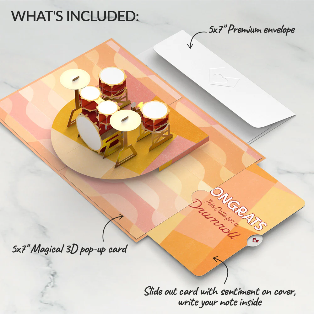 Drum Kit Congratulations Pop-Up Card and Sentiment Set - Image 2