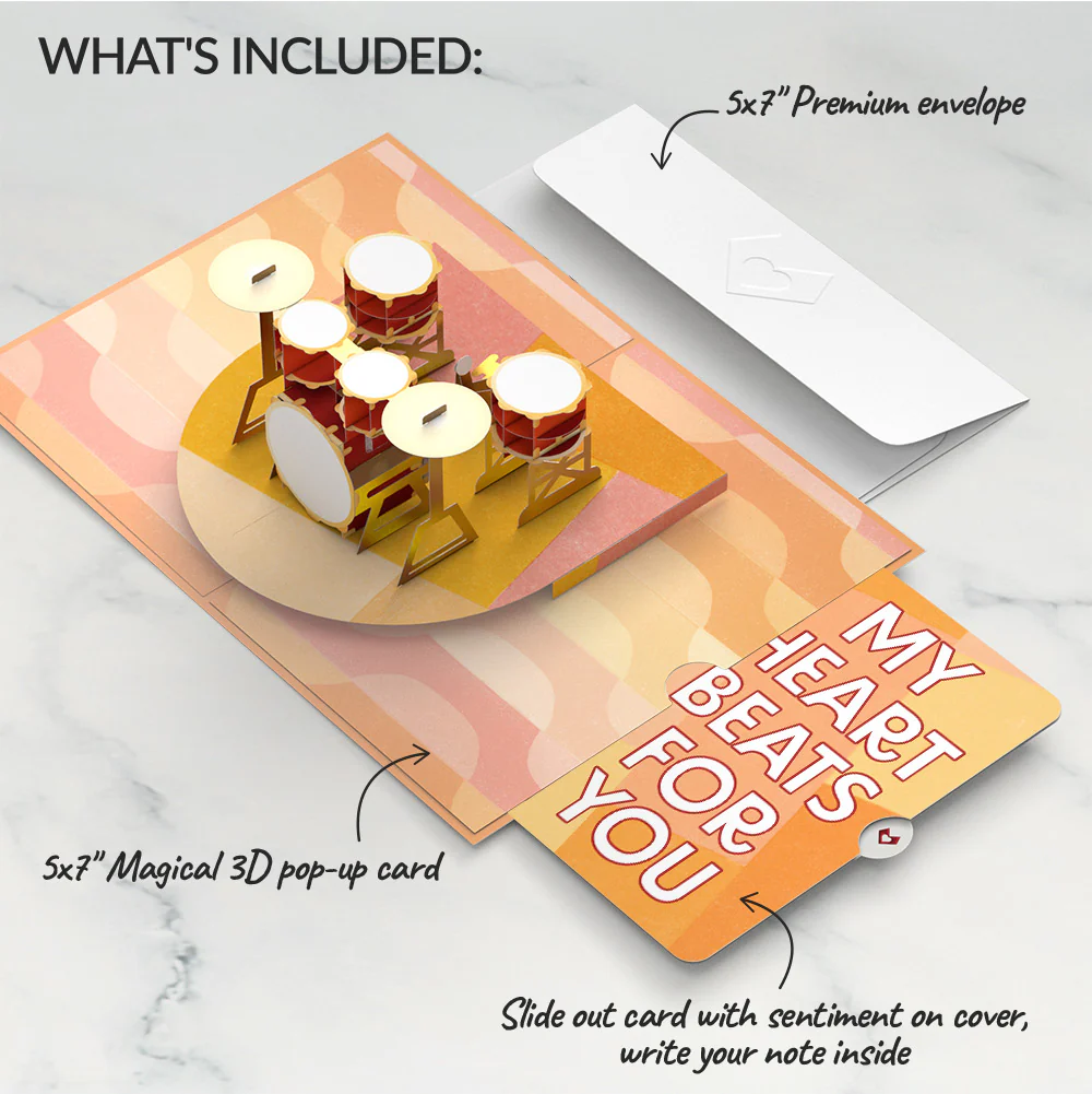 Drum Kit Love Pop-Up Card and Sentiment Set - Image 2