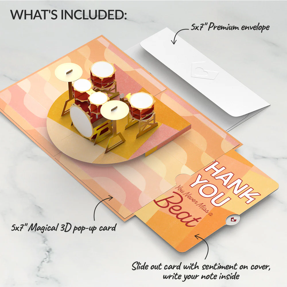 Drum Kit Thank You Pop-Up Card and Sentiment Set - Image 2