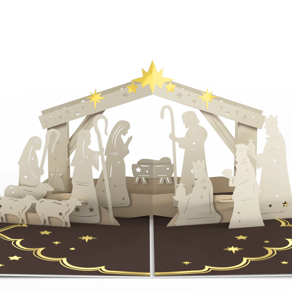 Elegant Nativity Christmas Pop-Up Card and Sentiment Set for Mom - Image 3