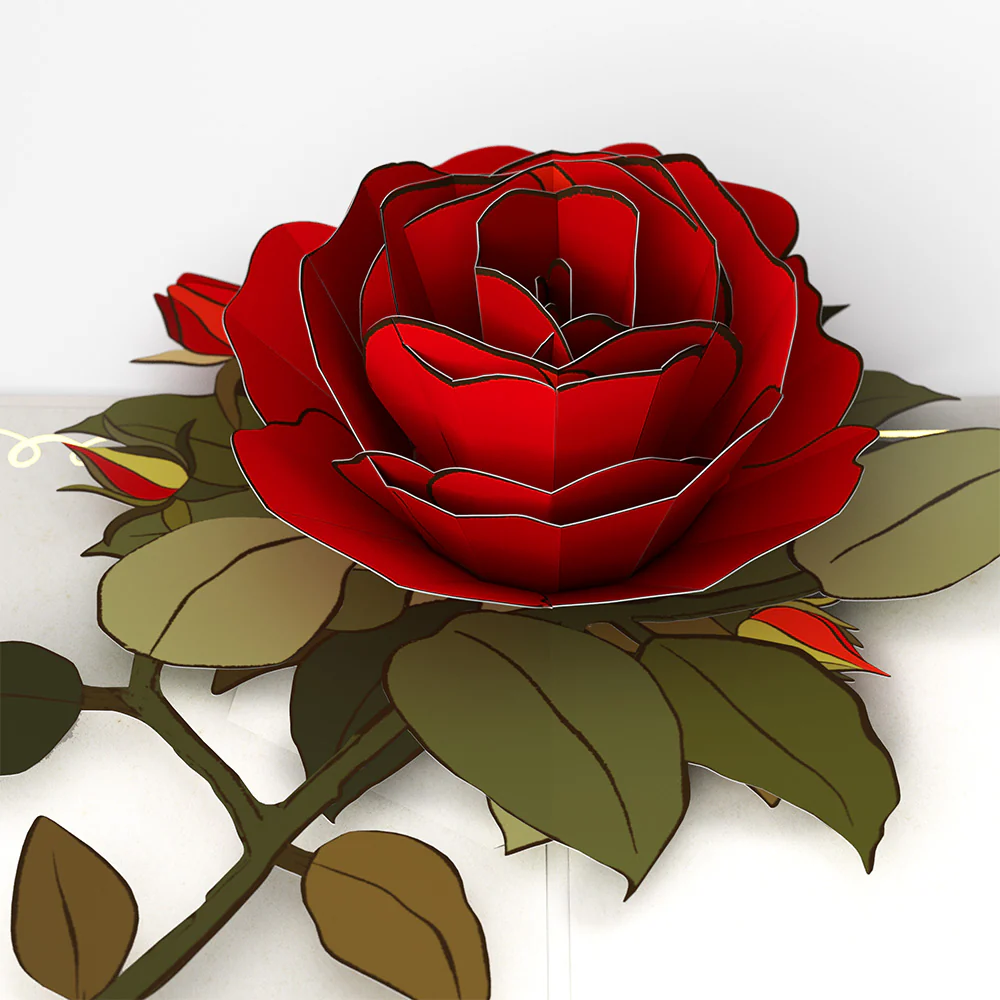 Elegant Red Rose Pop-Up Card - Image 2