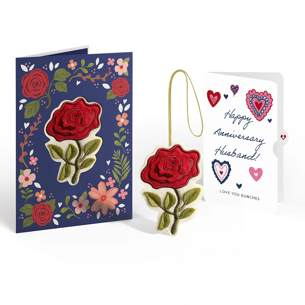 Everlasting Rose Anniversary HeartFelt Charm Card™ and Sentiment Set for Husband