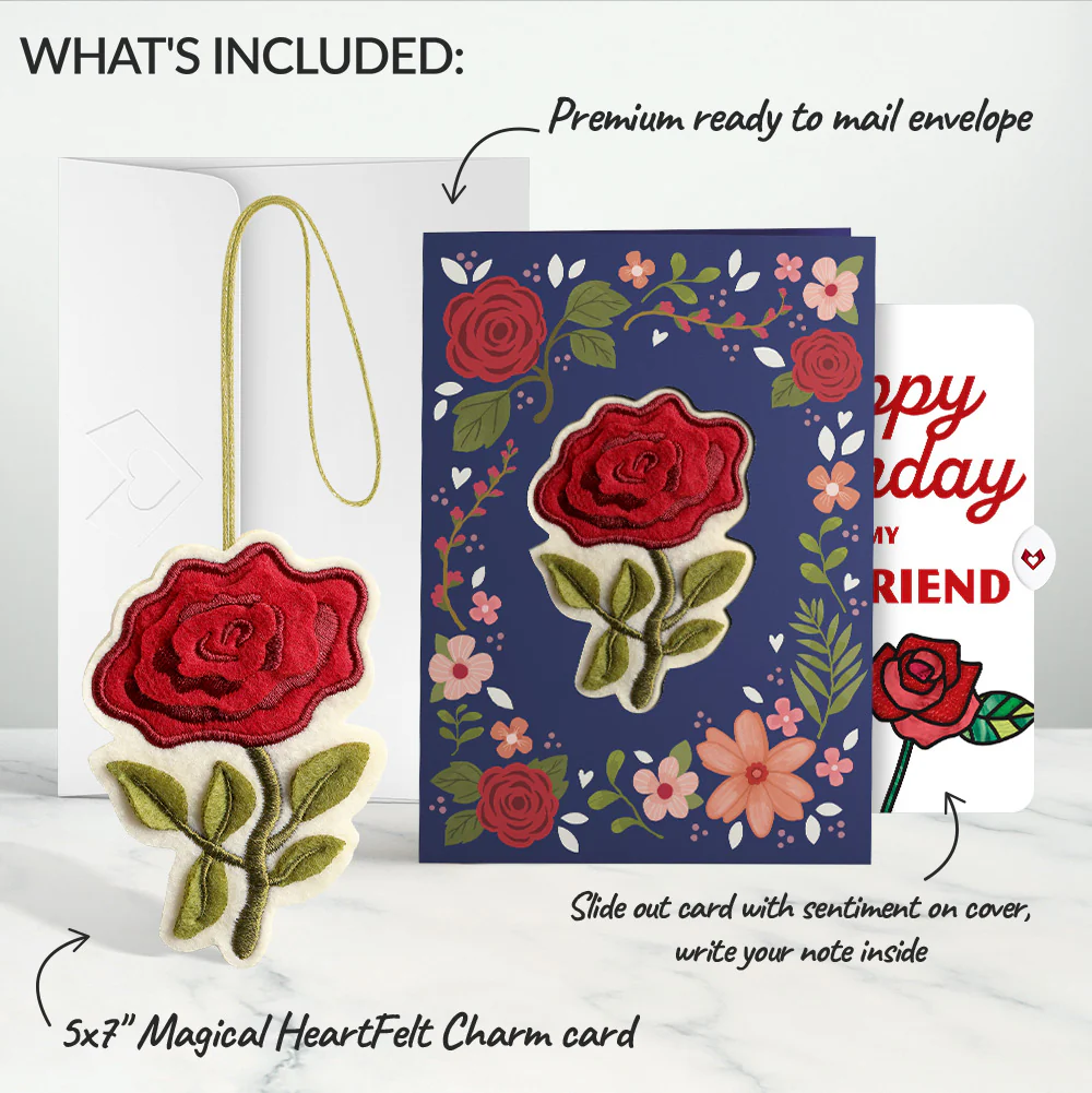 Everlasting Rose Birthday HeartFelt Charm Card™ and Sentiment Set for Best Friend - Image 2