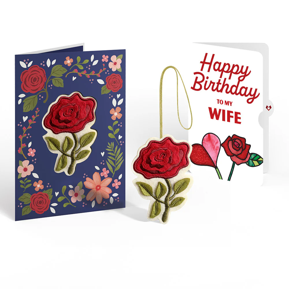 Everlasting Rose Birthday HeartFelt Charm Card™ and Sentiment Set for Wife
