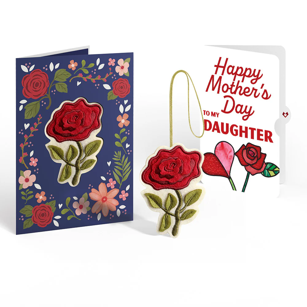 Everlasting Rose Mother’s Day HeartFelt Charm Card™ and Sentiment Set for Daughter