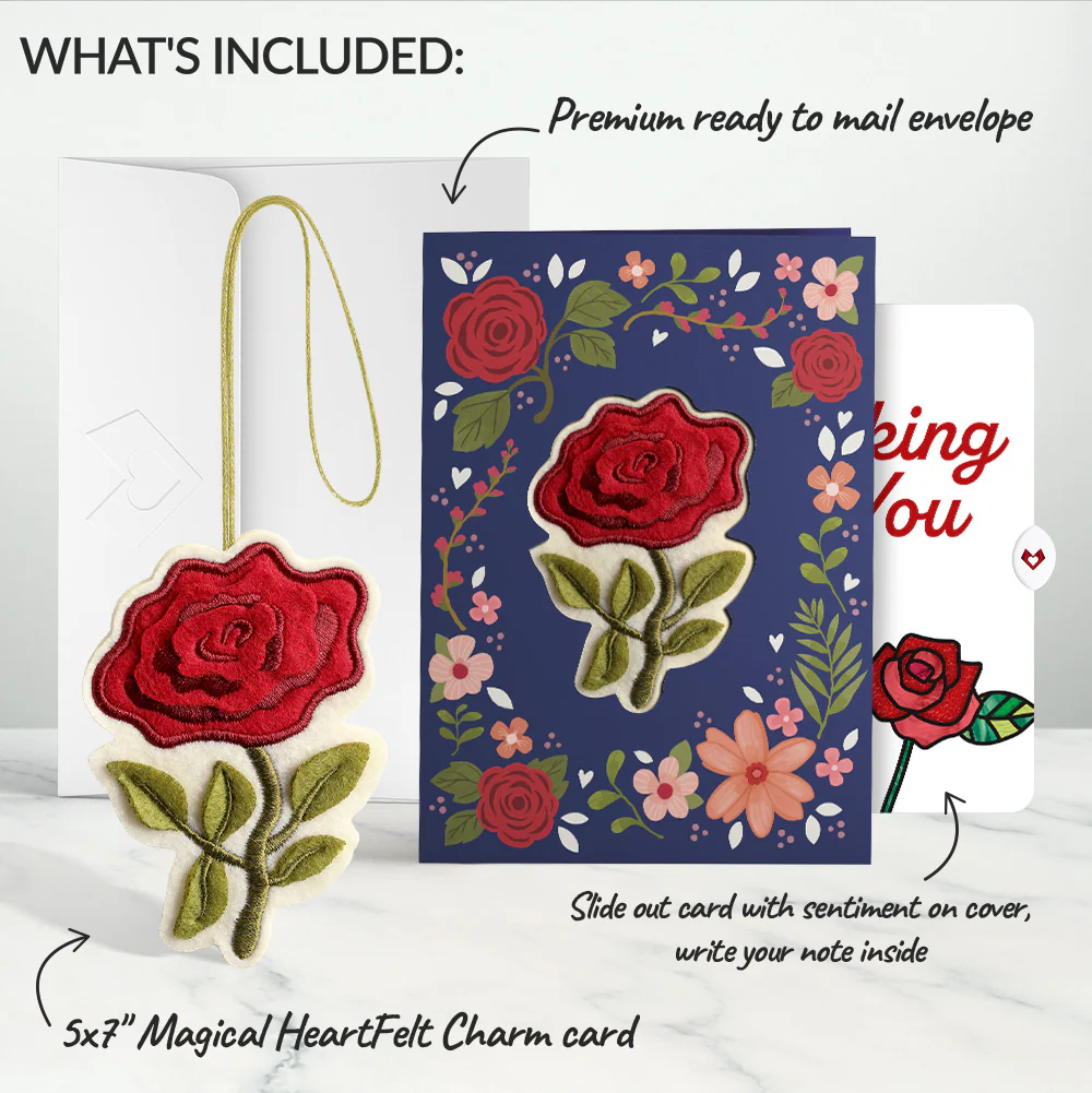Everlasting Rose Thinking of You HeartFelt Charm Card™ and Sentiment Set - Image 2