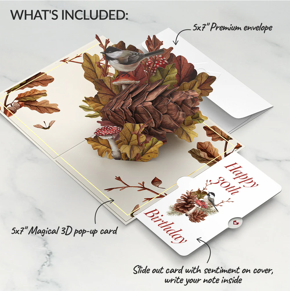Fall Forest Floor 30th Birthday Pop-Up Card and Sentiment Set - Image 2