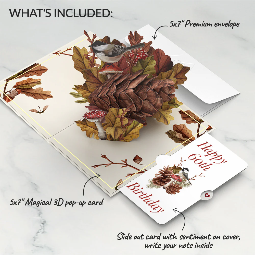 Fall Forest Floor 60th Birthday Pop-Up Card and Sentiment Set - Image 2