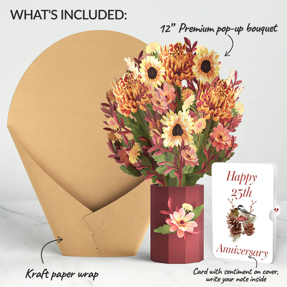 Fall Sunshine 25th Anniversary Bouquet and Sentiment Set - Image 2