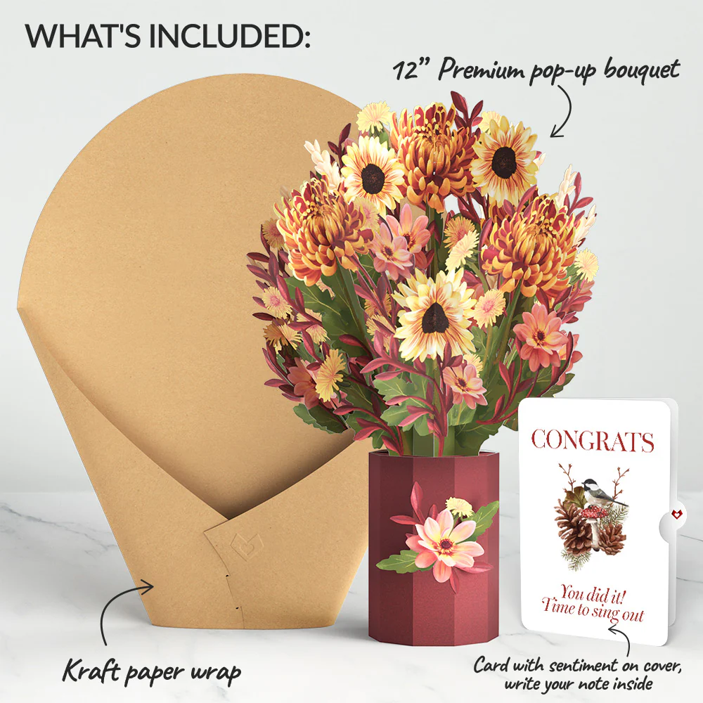 Fall Sunshine Congratulations Bouquet and Forest Floor Sentiment Set - Image 2