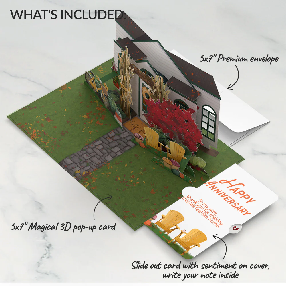 Fall Welcome Anniversary Pop-Up Card and Sentiment Set for Wife - Image 2