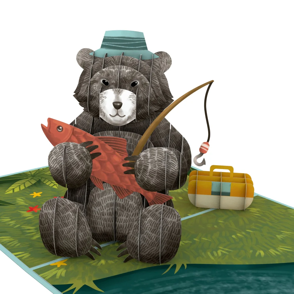 Father’s Day Fishing Bear Pop-Up Card - Image 2