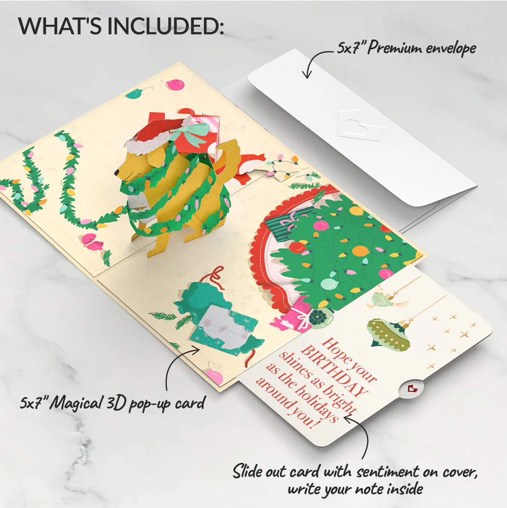 Feliz Naughty Dog Christmas Pop-Up Card and Birthday Sentiment Set - Image 2