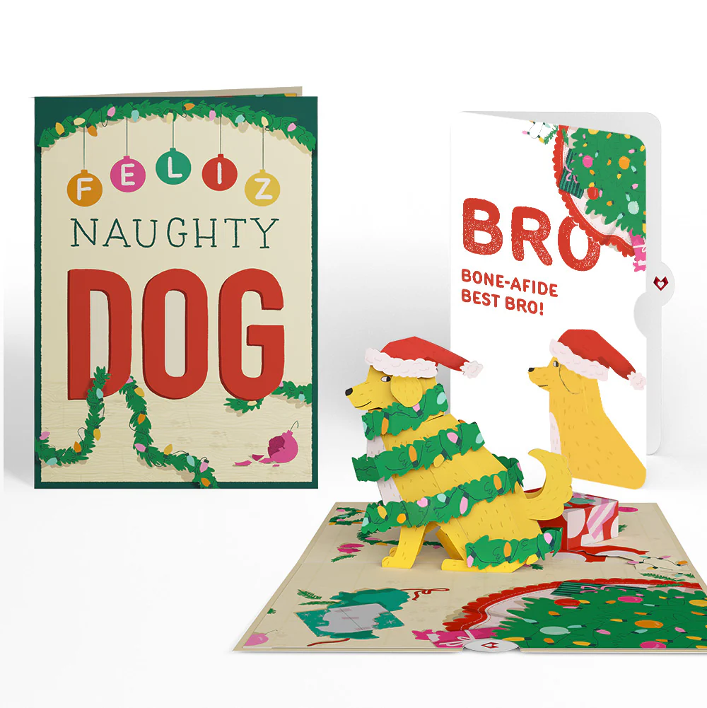 Feliz Naughty Dog Christmas Pop-Up Card and Sentiment Set for Brother
