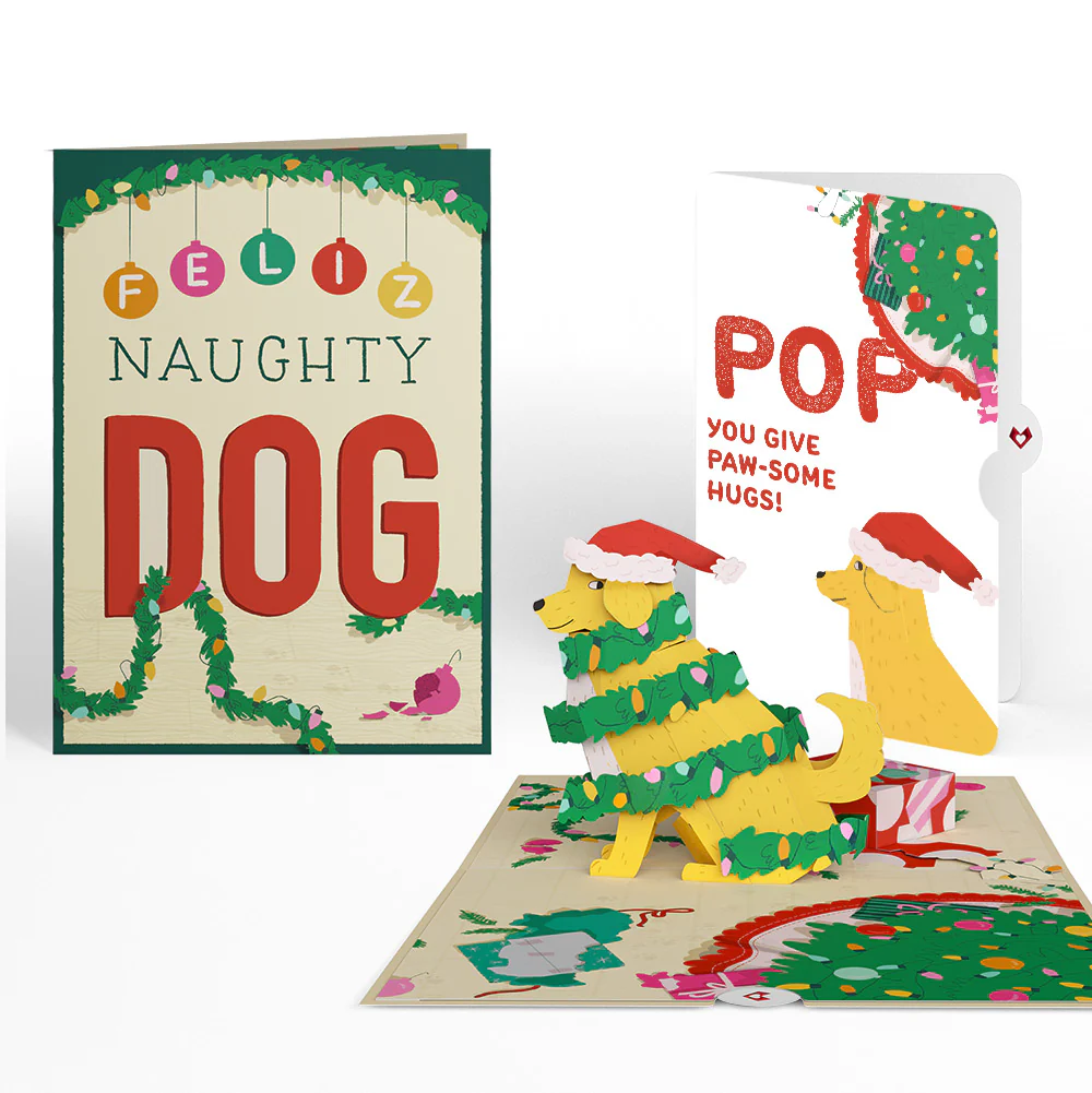 Feliz Naughty Dog Christmas Pop-Up Card and Sentiment Set for Pop