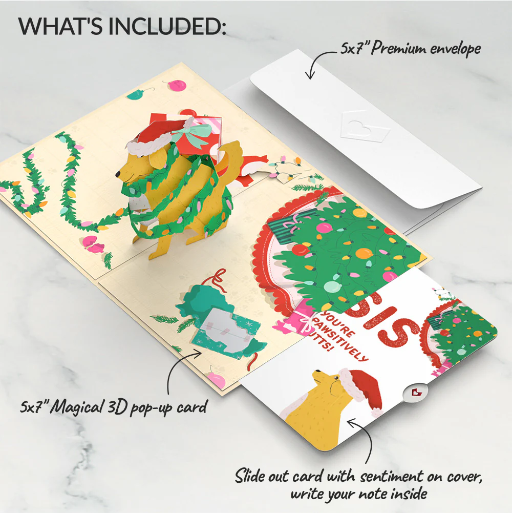 Feliz Naughty Dog Christmas Pop-Up Card and Sentiment Set for Sister - Image 2