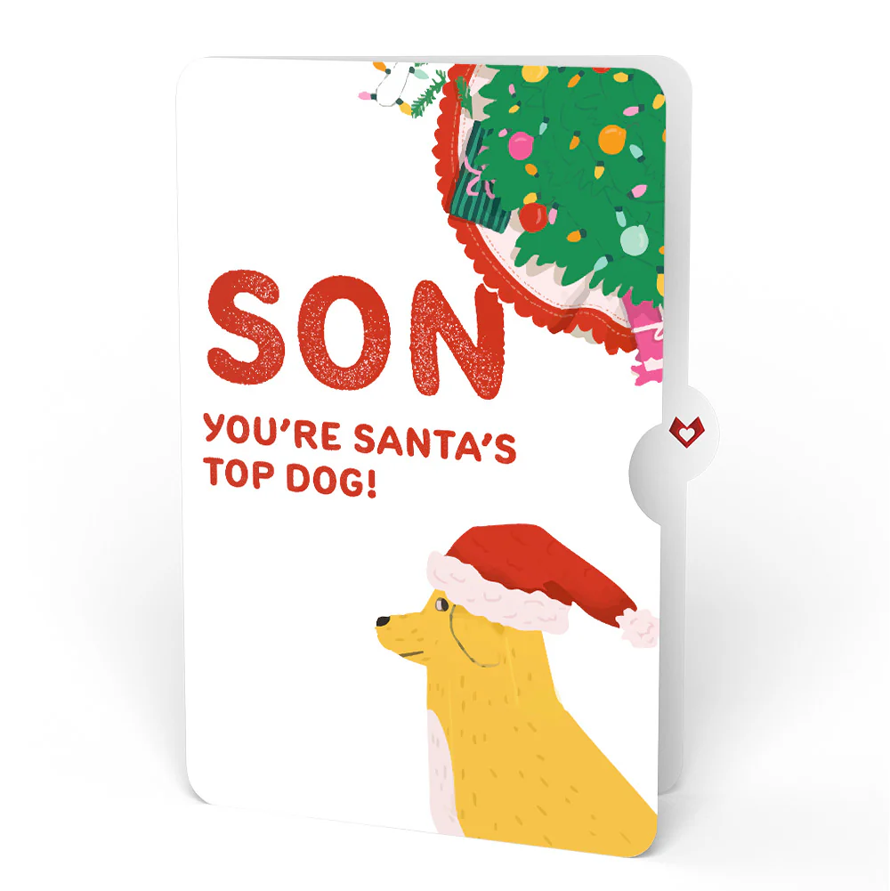 Feliz Naughty Dog Christmas Pop-Up Card and Sentiment Set for Son - Image 4