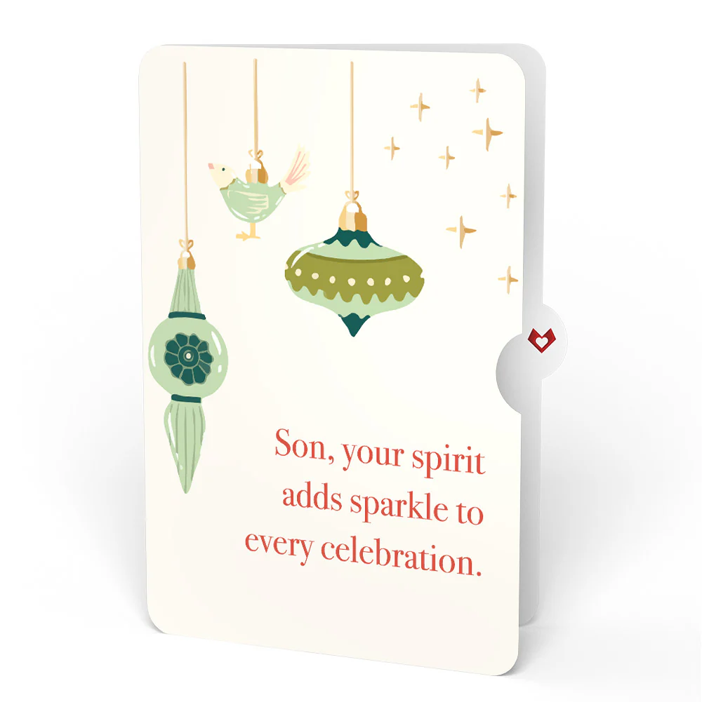 Feliz Naughty Dog Christmas Pop-Up Card and Twinkling Ornaments Sentiment Set for Son - Image 4
