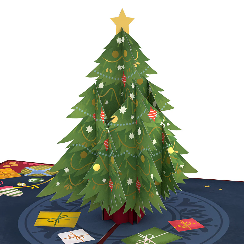 Festive Christmas Tree Pop-Up Card and Blessing Sentiment Set - Image 3