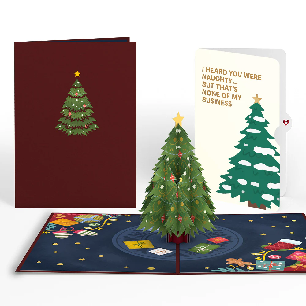 Festive Christmas Tree Pop-Up Card and Funny Sentiment Set