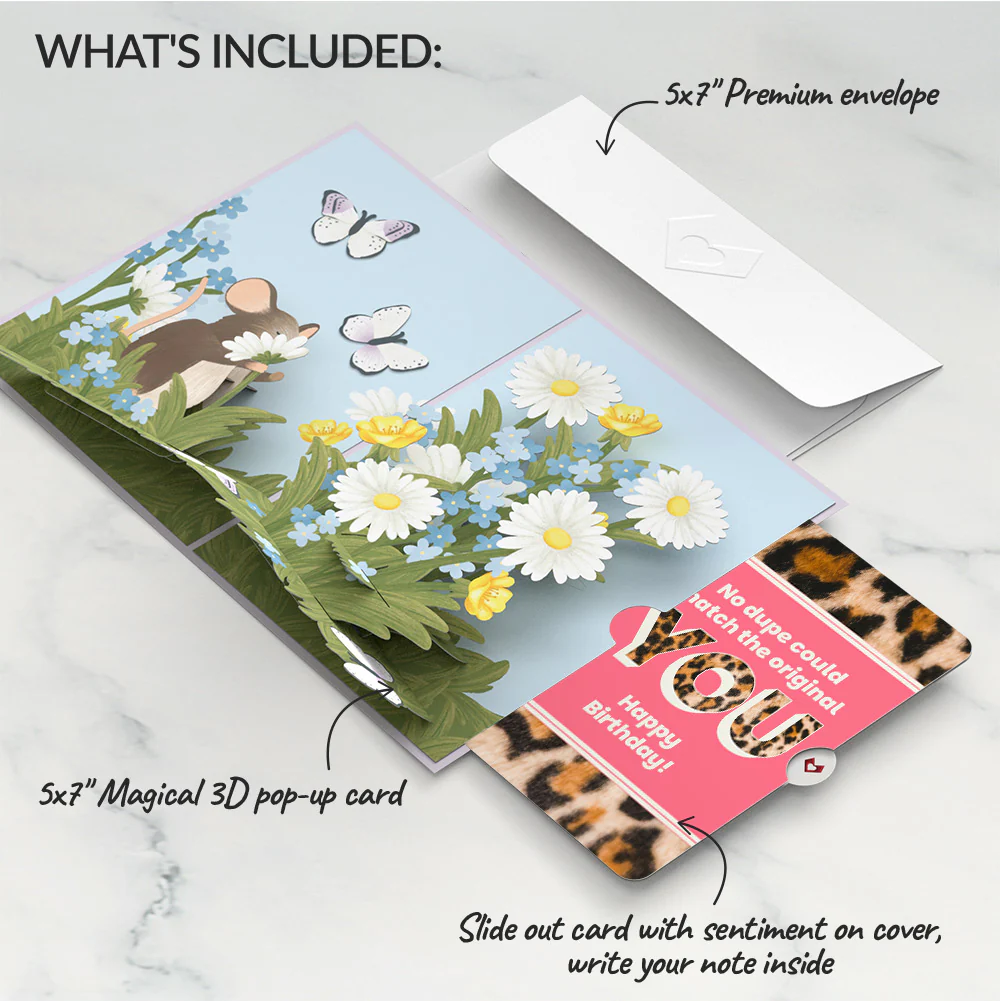 Field Mouse in the Flowers Birthday Pop-Up Card and The original YOU Sentiment Set - Image 2