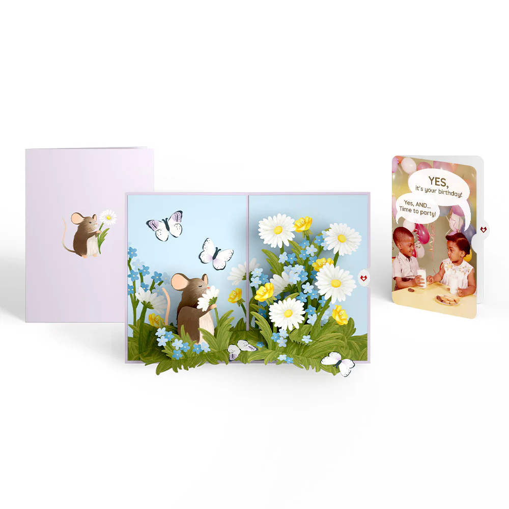 Field Mouse in the Flowers Birthday Pop-Up Card and Time to Party Sentiment Set