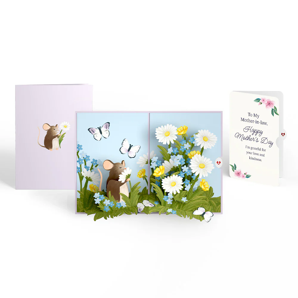 Field Mouse in the Flowers Mother's Day Pop-Up Card and Sentiment Set for Mother-in-law