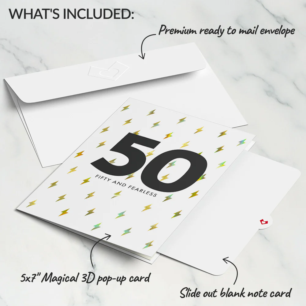 Fifty and Fearless 50th Birthday Pop-Up Card - Image 5