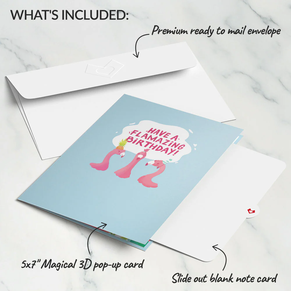Flamazing Birthday Flamingo Pop-Up Card - Image 5