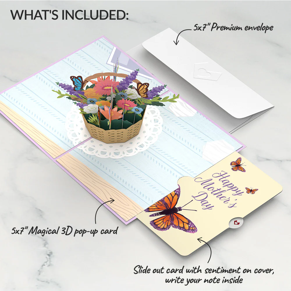 Flower Basket Mother’s Day Pop-Up Card and Sentiment Set for Mom - Image 2