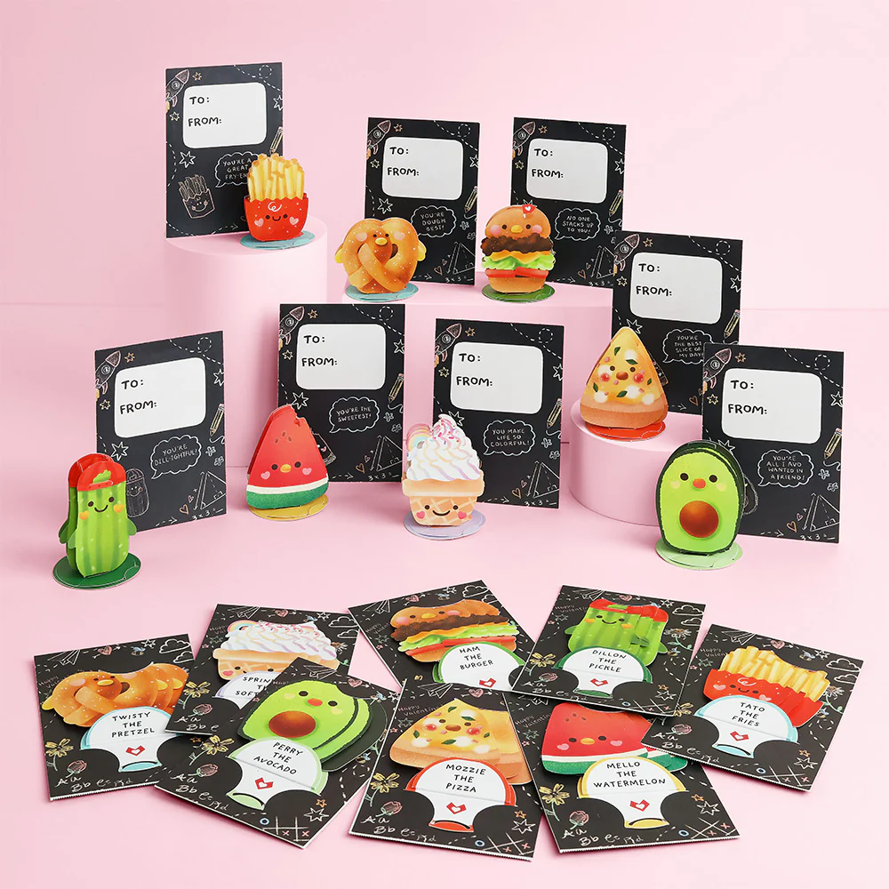 Foodie Friends Valentine's Day Cards for Kids: Classroom 8-Pack - Image 2