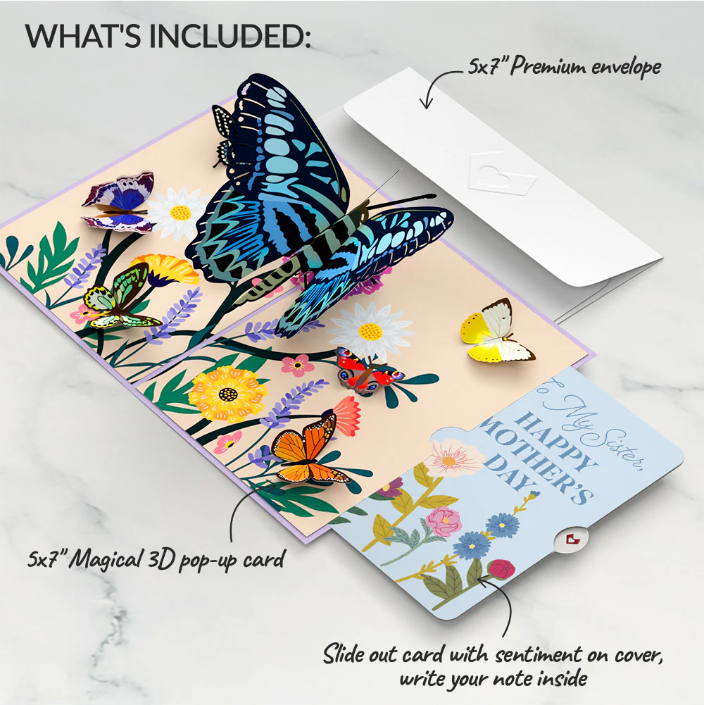 Garden Butterflies Mother's Day Pop-Up Card and Sentiment Set for Sister - Image 2