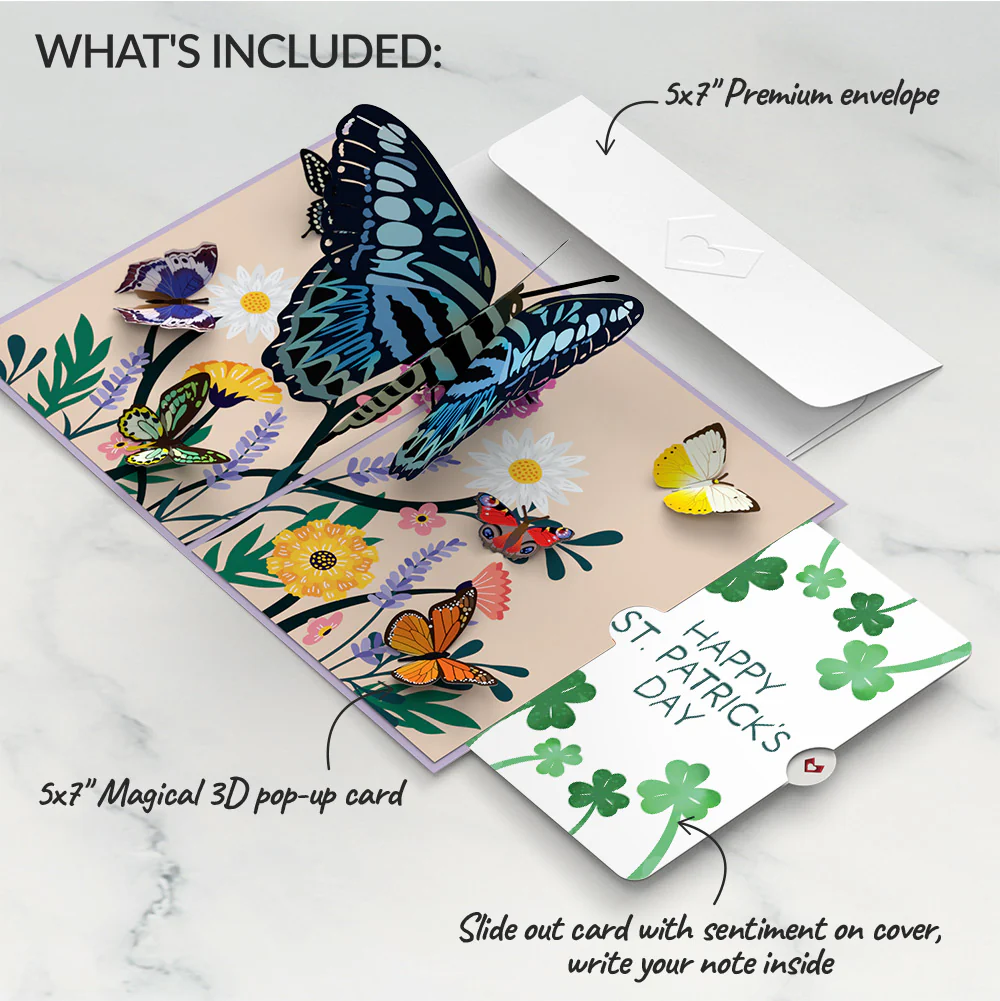 Garden Butterflies St. Patrick’s Day Pop-Up Card and Sentiment Set - Image 2