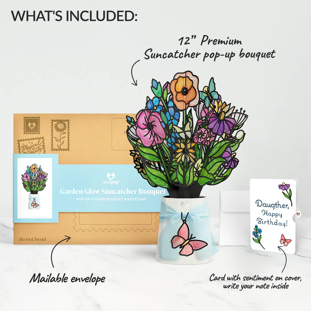 Garden Glow Birthday Suncatcher Bouquet and Sentiment Set for Daughter - Image 2