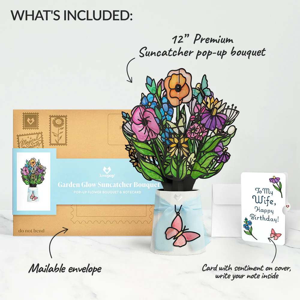 Garden Glow Birthday Suncatcher Bouquet and Sentiment Set for Wife - Image 2