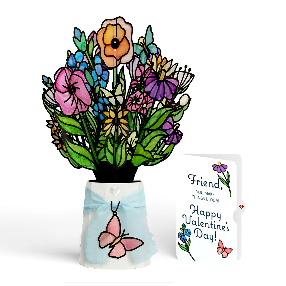 Garden Glow Valentine Suncatcher Bouquet and Sentiment Set for Friend