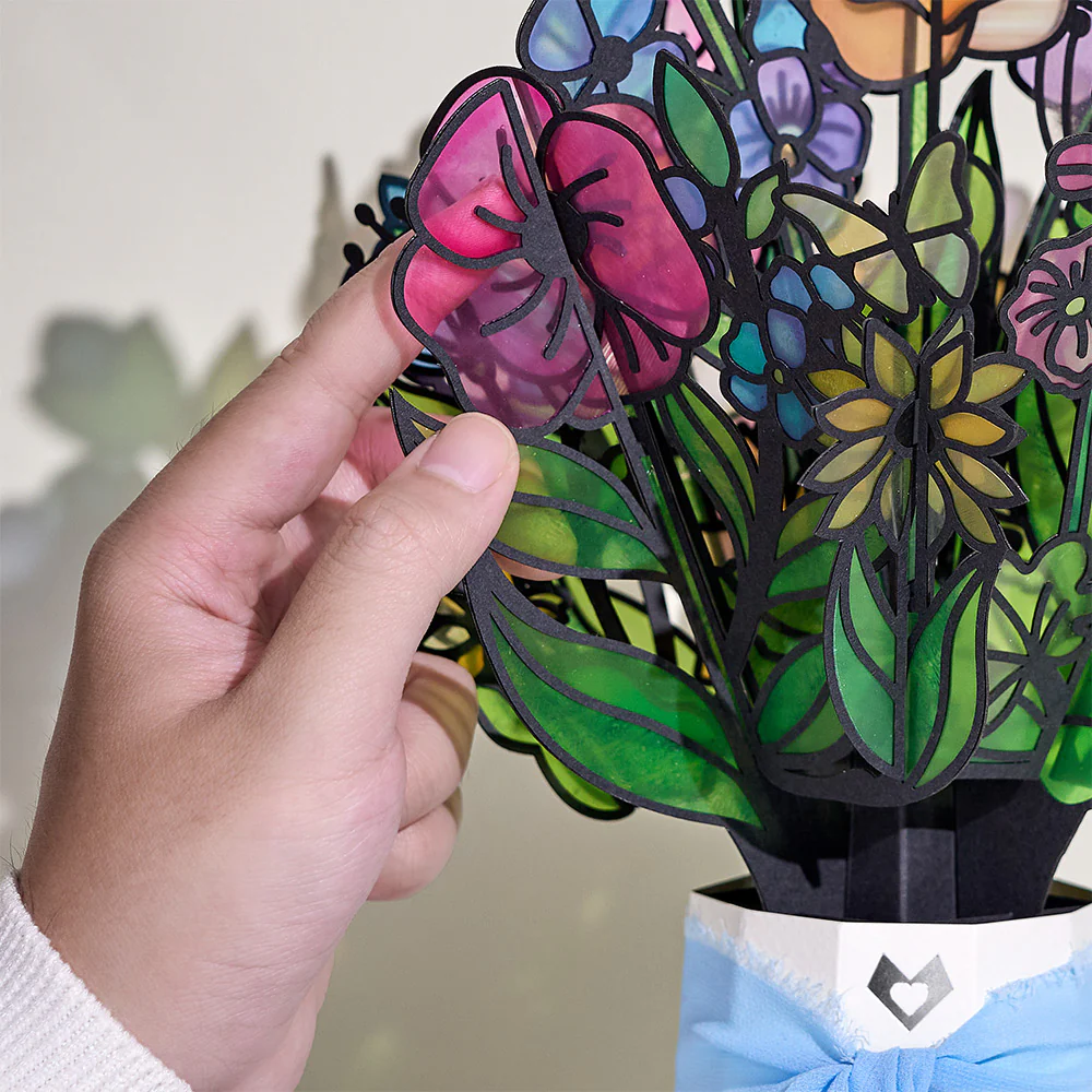 Garden Glow Valentine Suncatcher Bouquet and Sentiment Set for Husband - Image 3