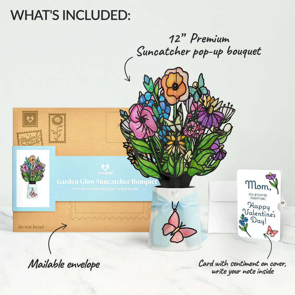 Garden Glow Valentine Suncatcher Bouquet and Sentiment Set for Mom - Image 2