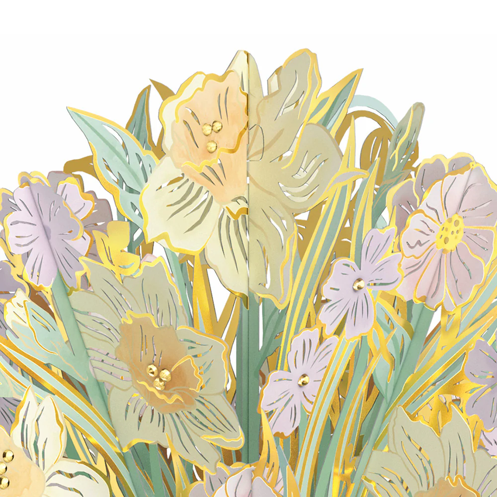 Gilded Daffodil Mother’s Day Luxe Bouquet and Indigo Floral Sentiment Set for Mom - Image 3