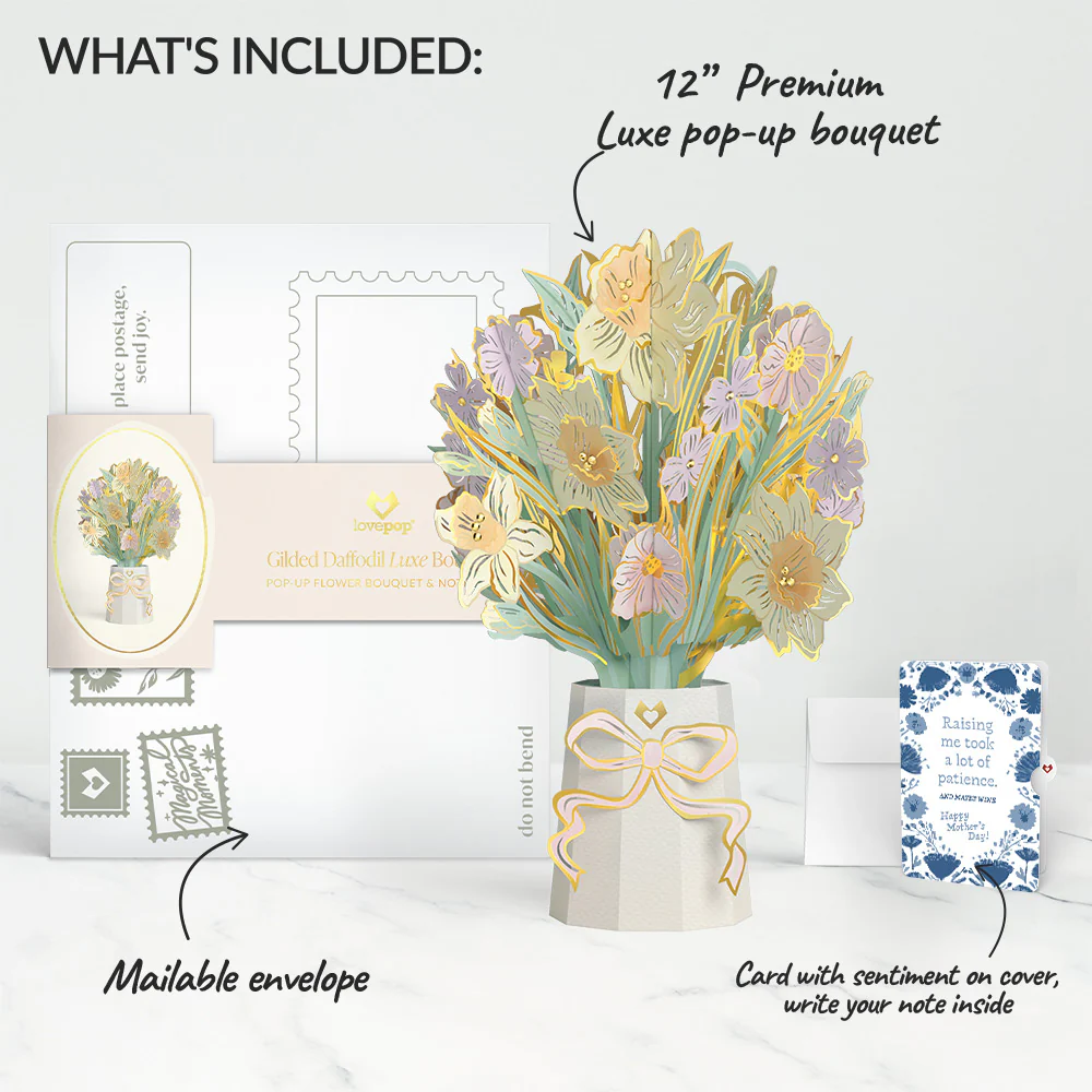 Gilded Daffodil Mother’s Day Luxe Bouquet and Sentiment Set for Mom - Image 2