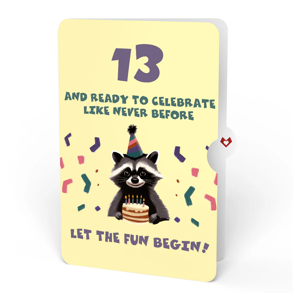 Go Feral Raccoon 13th Birthday Pop-Up Card and Sentiment Set - Image 4